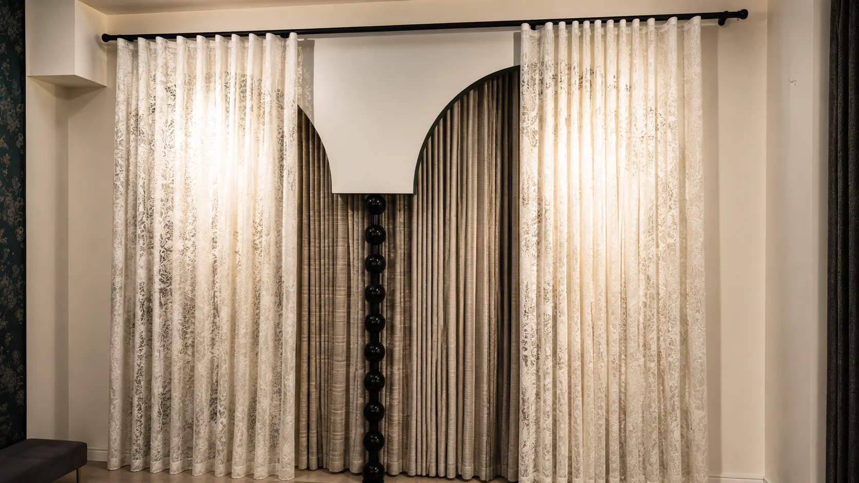 Custom curtains beside a large window
