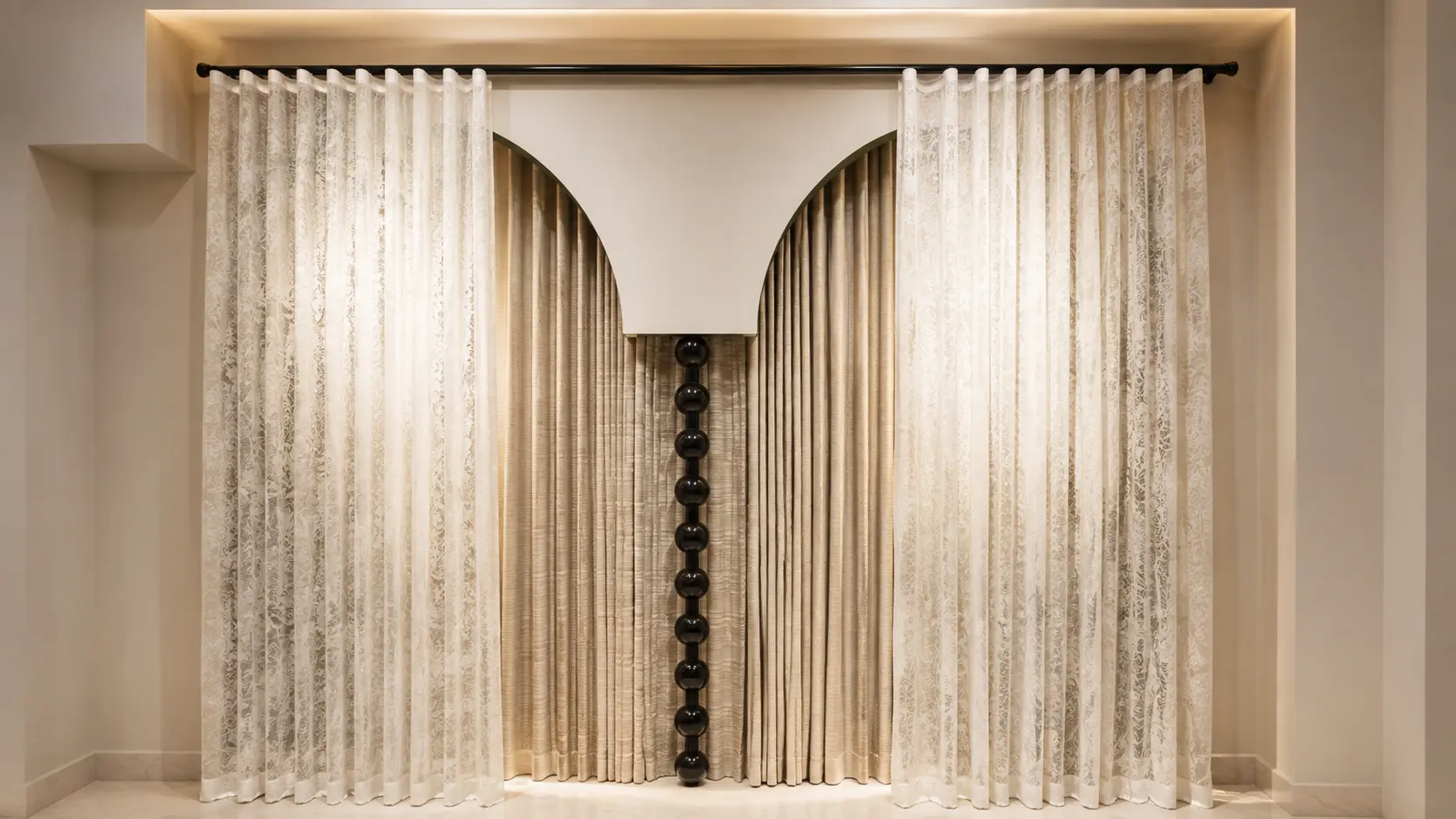 Curtains coordinated with a contemporary interior